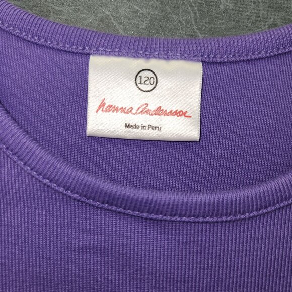 Hanna Andersson Girls 120 Purple & Green Striped Long-Sleeve Dress 100% - Picture 3 of 7